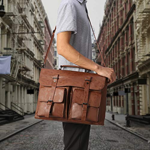 Leather Messenger Bag For Men,15.6 Inch Vintage Laptop Bag Briefcase Satchel #TOP5