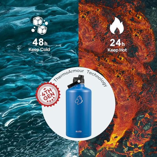 Image of BUZIO 1 Gallon Water Bottle Insulated with Dust-Proof Straw & Spout Lids