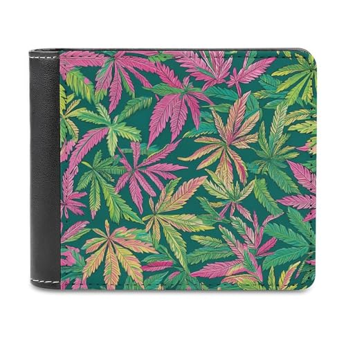 Hawaii Weed Leaves Fashion Bifold Wallets for Men Women Slim & Thin Credit Card Holder Wallet Purse