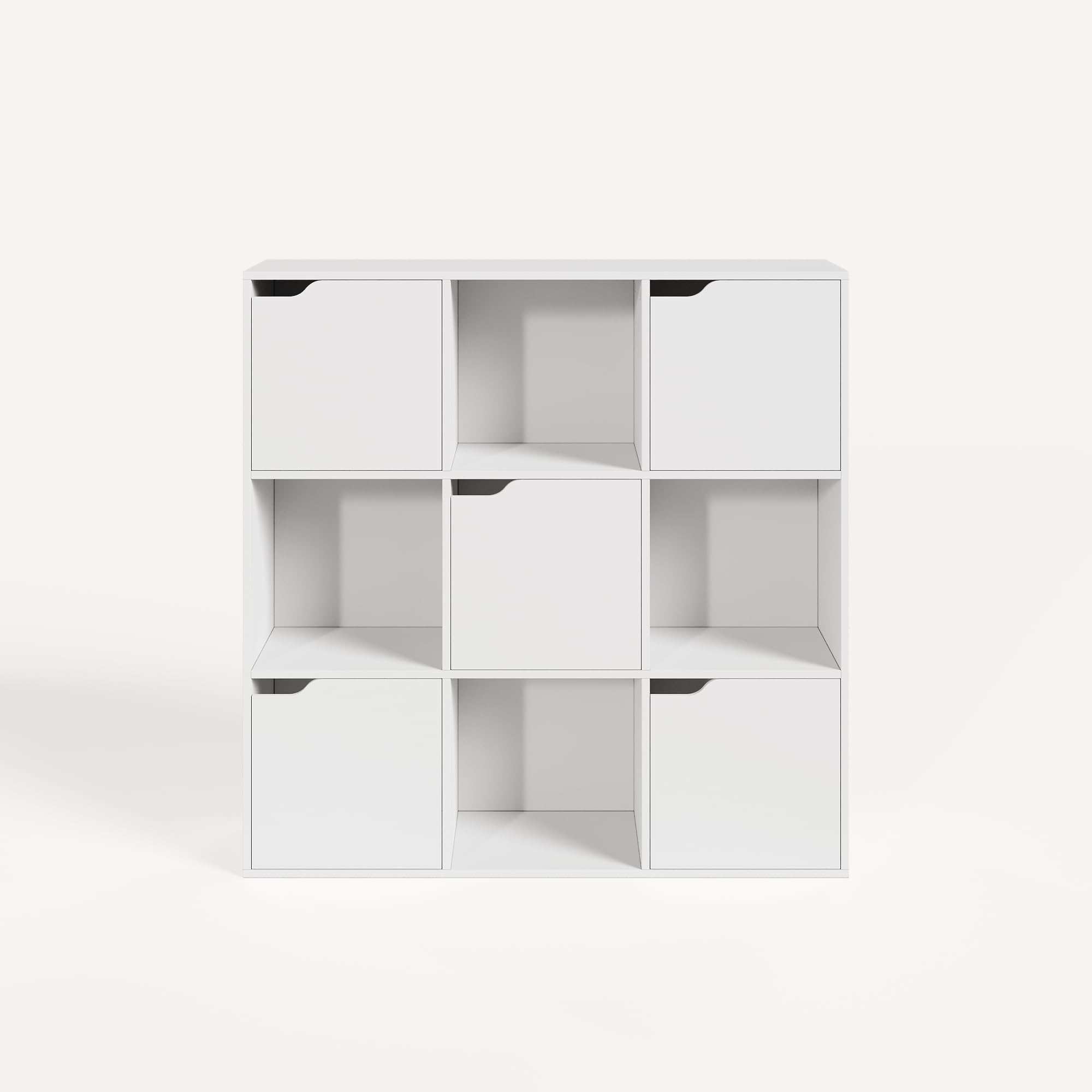 [en.casa] Scaffale per Cameretta a 9 Cubi Mobile Contenitore per Bambini con 5 Scomparti Chiusi da Ante e 4 Vani Aperti Libreria per Soggiorno Ingresso 90 x 90 x 30 cm - Bianco