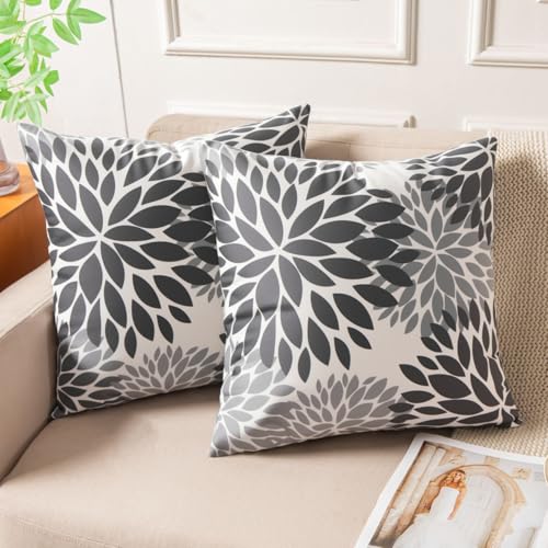 Miuyunya Samt Kissenbezug Schwarz Weiße 40x40 Kissenhülle Grau...