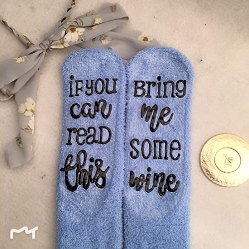 Image of CHANGGER If You Can Read This Bring Me Some Fuzzy Funny Saying Crew Socks christmas Unisex Gift