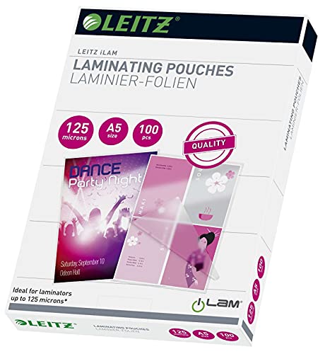 Leitz Cf100Pouches, Formato A5, 2 x 75 Micron, Transparente (Standard)