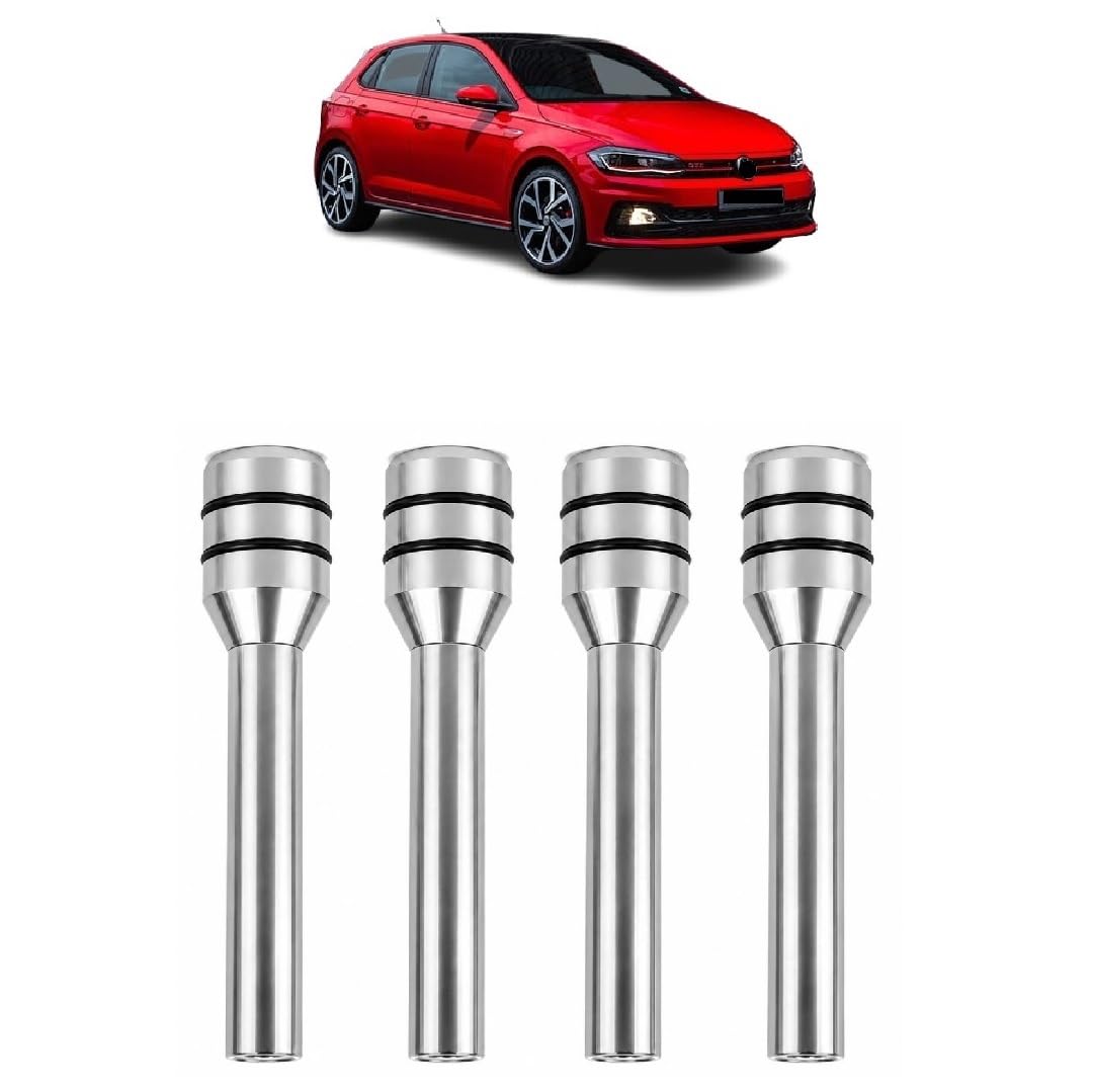 Universal Car Door Lock Pin Cover Knob Cap (Set of 4) | Premium Aluminium Alloy Door Lock Knob | Stylish Interior Upgrade | Easy Installation | Universal Fit for V W Polo | Silver-image-9