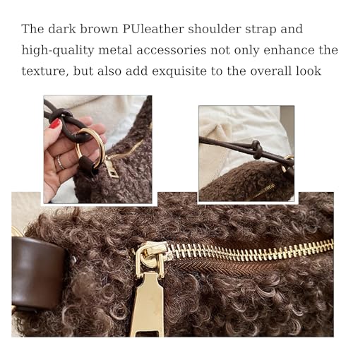 Bolso de felpa marrón suave para mujer miniatura 4