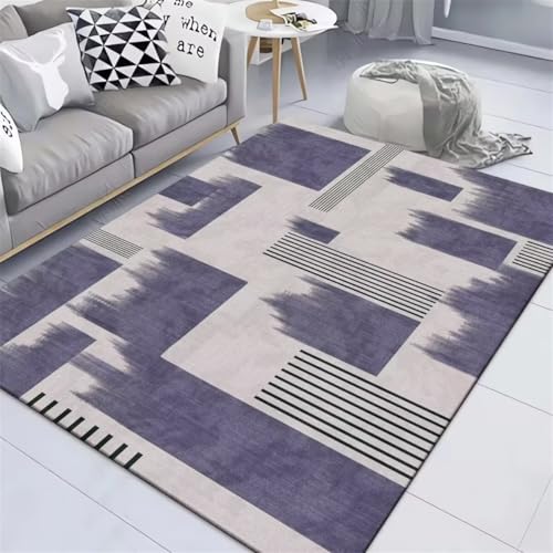 Tapis violet géométrique 160x280 cm abstrait pour grand salon raffiné