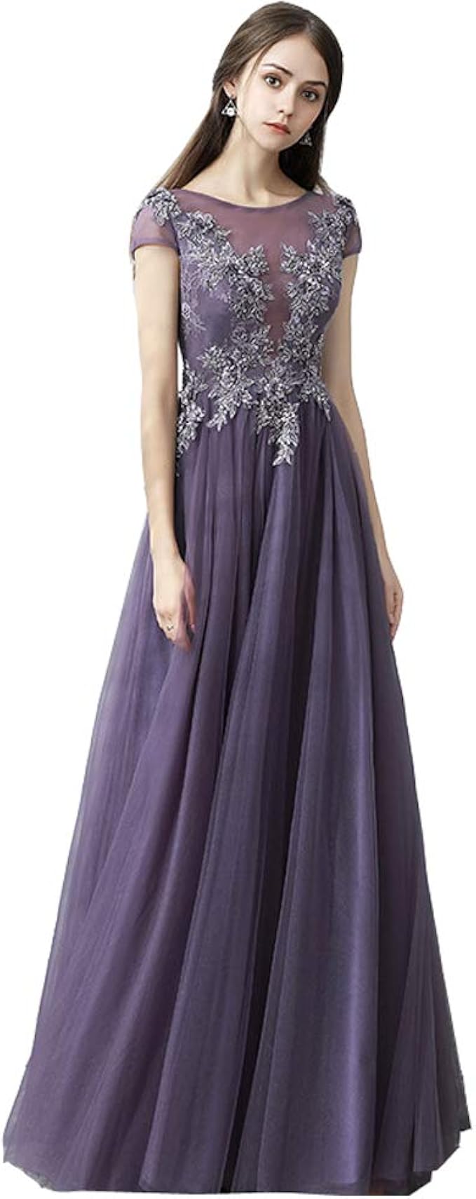 Amazon Yorkfine ロングドレス 大人 演奏会 袖付き パーティードレス 結婚式 パープル 成人式 同窓会大人 ピアノ 発表会 袖あり 演奏会aライン Lomohanaga 母親 パーティーウエディング 二次会 ドレス お呼ばれ ワンピース 40 代 イブニングドレス 通販