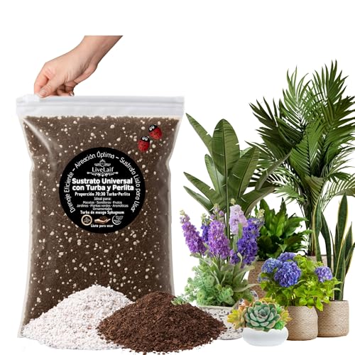 LiveLaif®- 3L Sustrato Universal Enriquecido: Turba Rubia (de Musgo Sphagnum) con Perlita para Plantas y Abono NPK | Tierra Plantas Premium, Substrato Universal Plantas, Macetas, etc. Bolsa con Cierre