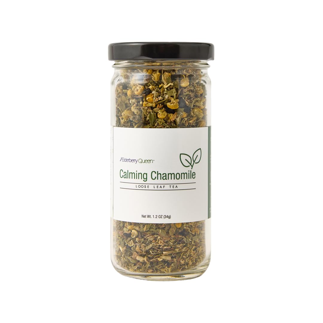Chamomile Loose Leaf Tea, Pure Natural Herbal Tea Blend with Elderberry, Red Raspberry Leaf and Peppermint (2 ounce)