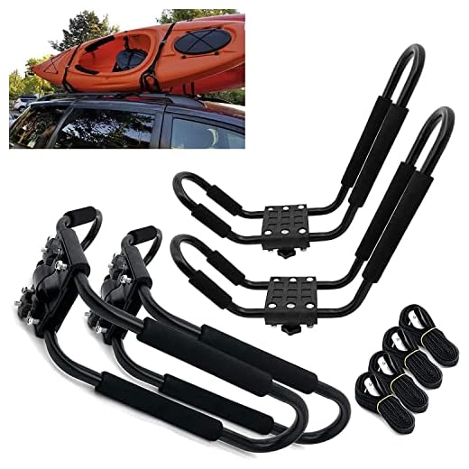 Taelakeni 2 Pairs Kayak Carrier Racks, Universal Cars Kayak Canoe Roof Rack for SUV, Jeeps