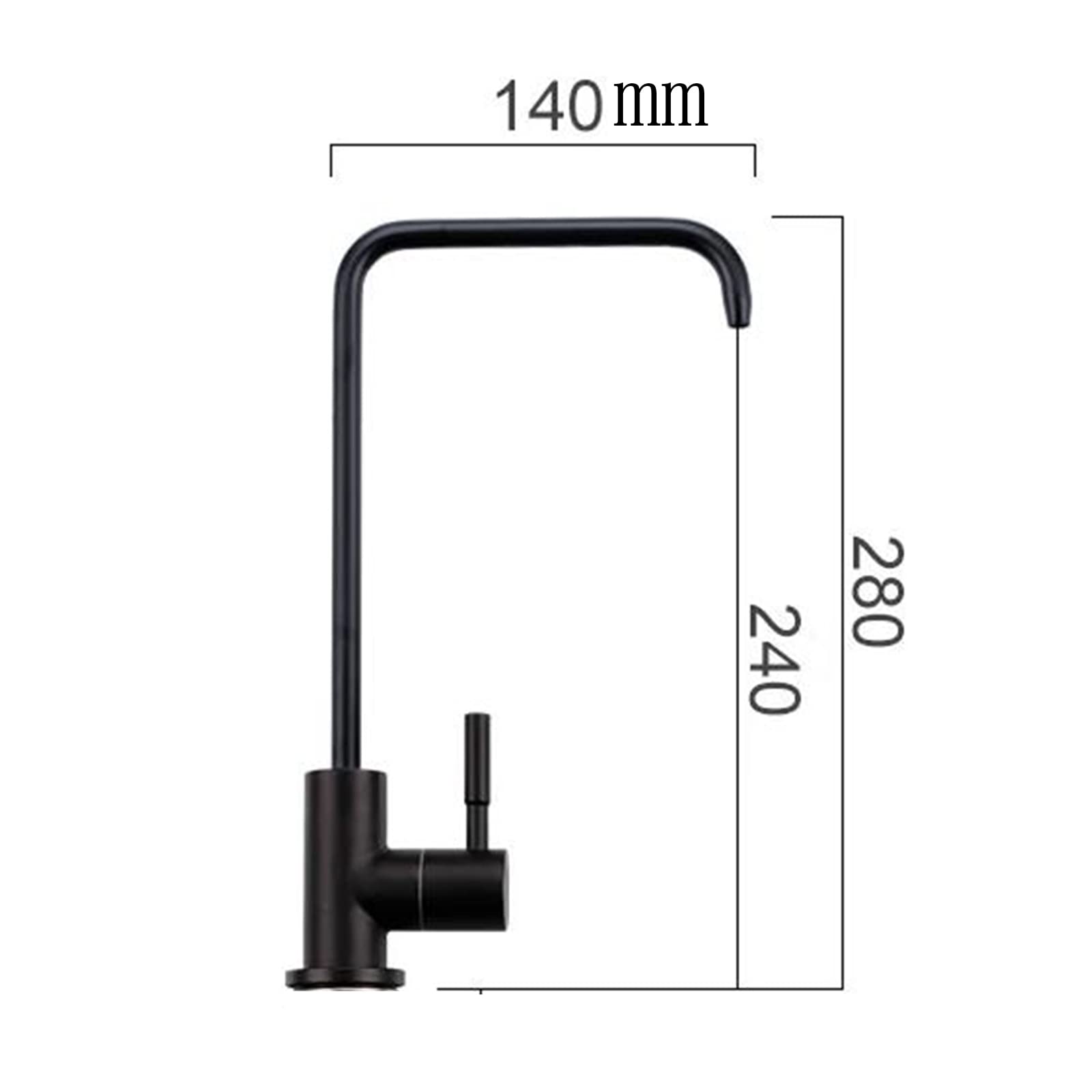 Grifo purificador de Agua Potable, Grifo Giratorio de Acero Inoxidable con un Solo Orificio, Solo refrigeración, Grifo con Filtro de Agua para Cocina, Negro