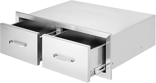 Miniatura 13 de VEVOR Cajones de cocina para exteriores de 14 x 20.3 pulgadas, cajón triple de montaje empotrado, 14 pulgadas de ancho x 20.3 pulgadas de alto x 23