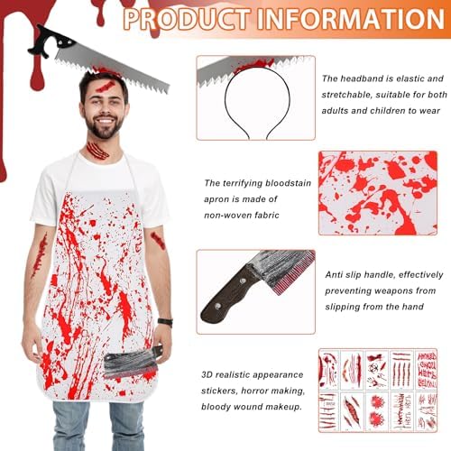 Kefyvbdj Costume De Boucher Halloween, Tablier Halloween