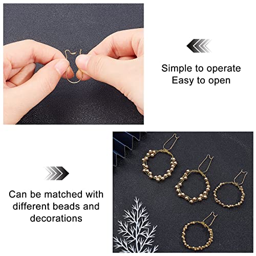 CREATCABIN 1 Box 60pcs Earring Hooks Stainless Steel Kidney Ear Wire Hook Earring Findings for Jewelry Making Earrings Accessories DIY Golden - Image 4