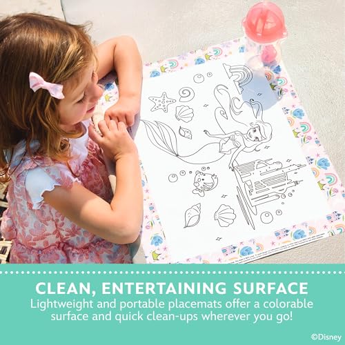Image of Disney Baby by J.L. Childress ColorMe Disposable Placemats, 24 Pack - Stick on Disposable Placemats for Baby, Toddlers, & Kids, Travel Coloring Activities, Sticky Child Table Mat, Princess