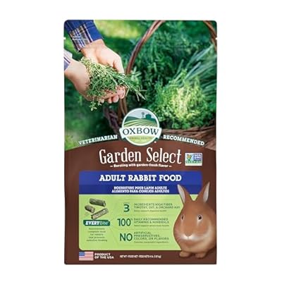 Oxbow Garden Select Rabbit Food, Adult Rabbit, Made with Oxbow Timothy Hay, Vitamin & Mineral Rich Pet Food Pellets, Bunny Supplies, Made in USA, High Fiber, 4 lb Bag