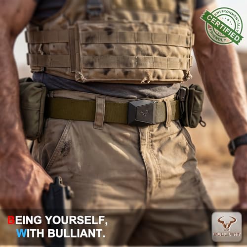 Image of BULLIANT 2-Pack Men Stretch Tactical Web Belt-Trimmable 1.5 inch-Adjustable Fit