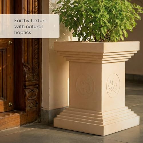 Image of Eha Earth-Friendly Tulsi Pots for Home Big Size | 20 inch, Pack of 1 | Heavy Duty Tulasi Pot Made with Rice Husk & Bamboo Biocomposite | UV Protected Plant Pots | Tulasi Kota Set | Sand Dune
