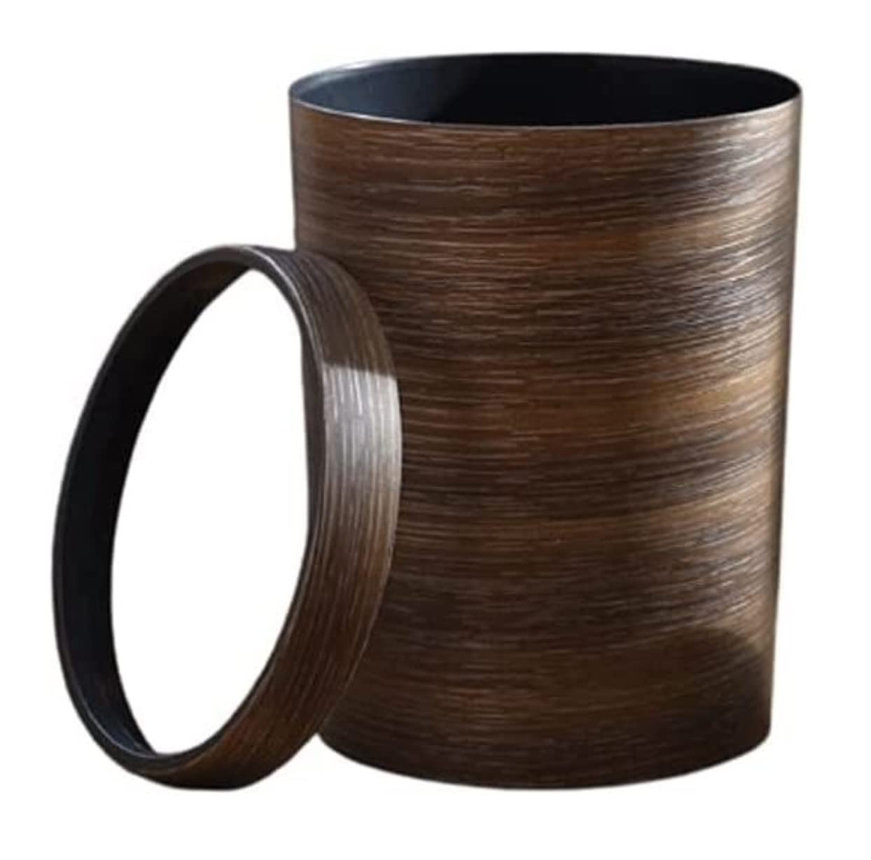 Mülleimer Retro-Pressring-Mülleimer, Kunststoff-Abfallbehälter, Haushalt, Büro, Mimetische Holzmaserung, Schlafzimmer Abfall & Recycling Küche