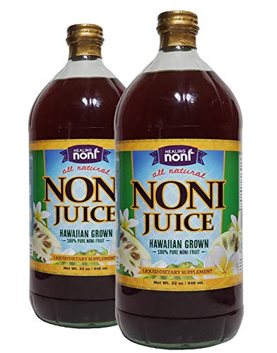 Healing Noni - 100% Pure Hawaiian Noni Juice - 2 Pack of 32oz