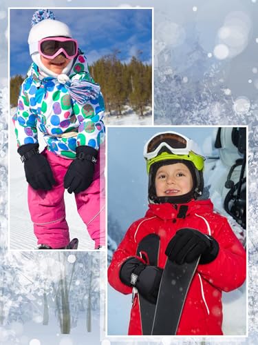 Image of Geyoga Kids Waterproof Winter Snow Ski Gloves for Boy Girl Outdoor Warm Thickening Snowboard Gloves