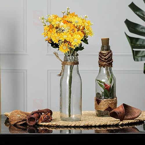 Image of SATYAM KRAFT 1 Pcs Artificial Daisy Flower Bunch | Realistic Look & Charming Flowers | Bouquet for Home Decor, Bedroom, Balcony, Wedding (Without Vase Pot) (Yellow)