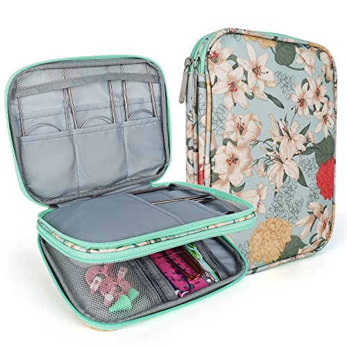 Coopay Sac de rangement pour aiguilles à tricoter, sac à crochet, sac pour aiguilles circulaires, crochet et accessoires de couture, sac à tricoter avec...
