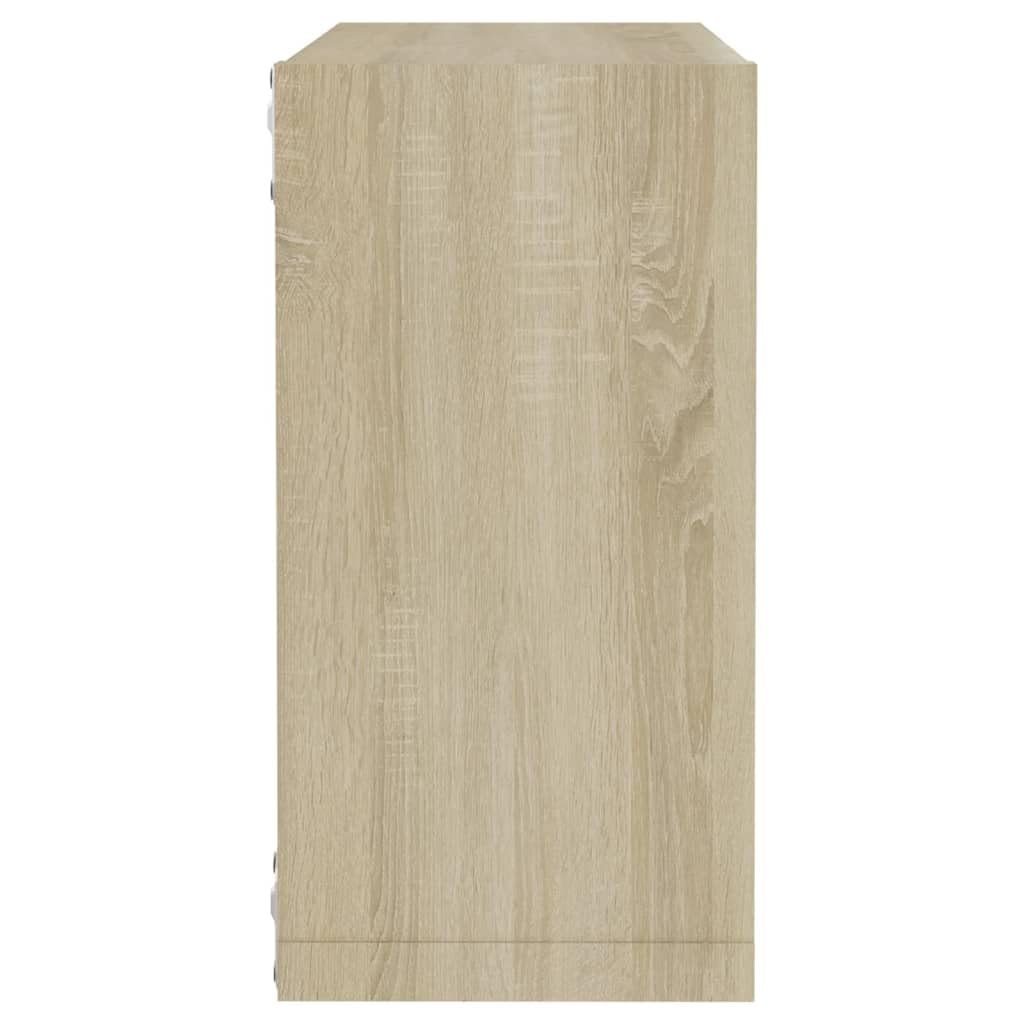 Scaffalature, mensole da parete e sporgenze, mensole cubiche da parete, 6 pezzi, rovere Sonoma, 30 x 15 x 30 cm