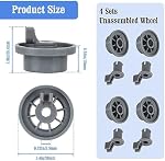 4 Pack 165314 Dishwasher Lower Rack Wheel Dishwasher Replacement Wheel Compatible with Bosch Kenmore etc, Replaces 00420198, 423232, PS3439123, 63016302400, AP2802428, AH3439123, EA3439123 and More