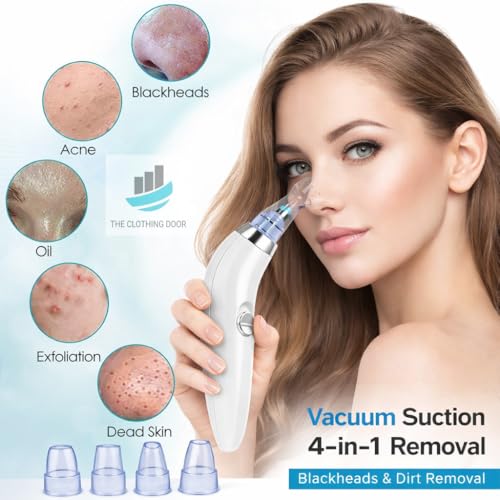Image of 4-in-1 Blackhead Remover Vacuum - Electric Pore Cleaner with Adjustable Suction Levels & Interchangeable Heads Deep Facial Cleansing Device for Men & Women
