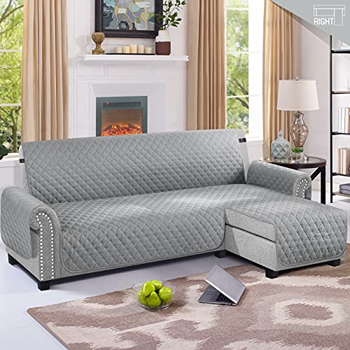 Image of TAOCOCO Couch Slipcover L Shape Sofa Cover Sectional Couch Chaise Lounge Cover Reversible Sofa Cover Furniture Protector Cover for Home Decor (Light Gray, X-Large)