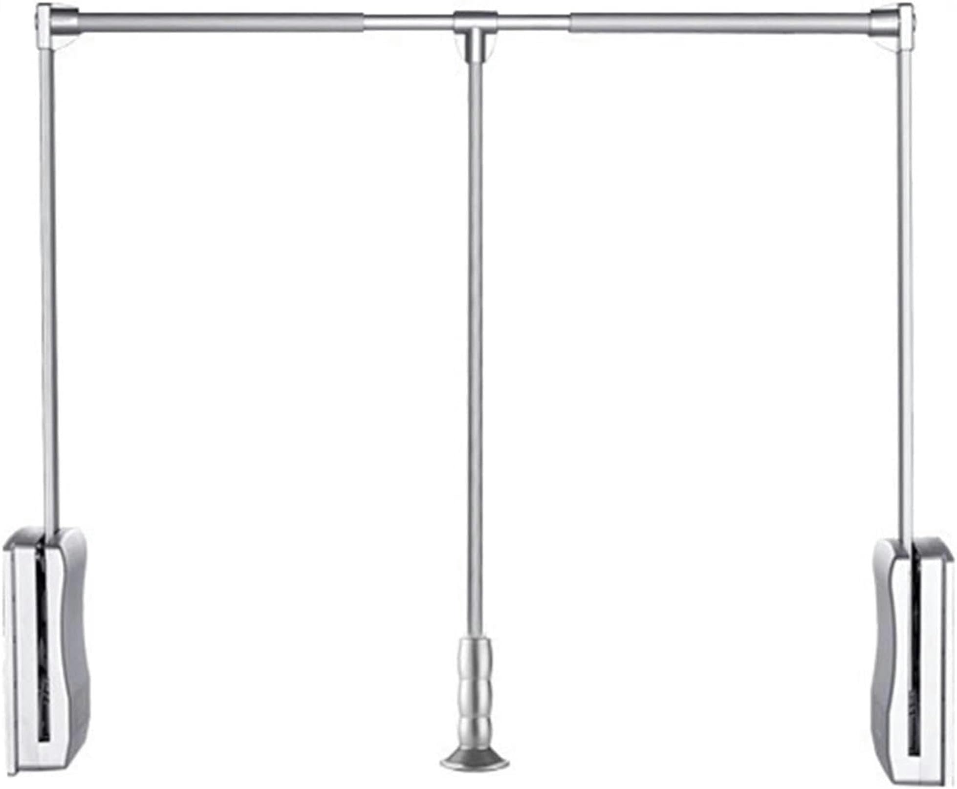 GTHTUHFD Pull Down Wardrobe Rail - Adjustable 450-1150Mm Soft Close Extendable Clothes Hanger, Space Saving Closet Storage System Silver-55-66cm