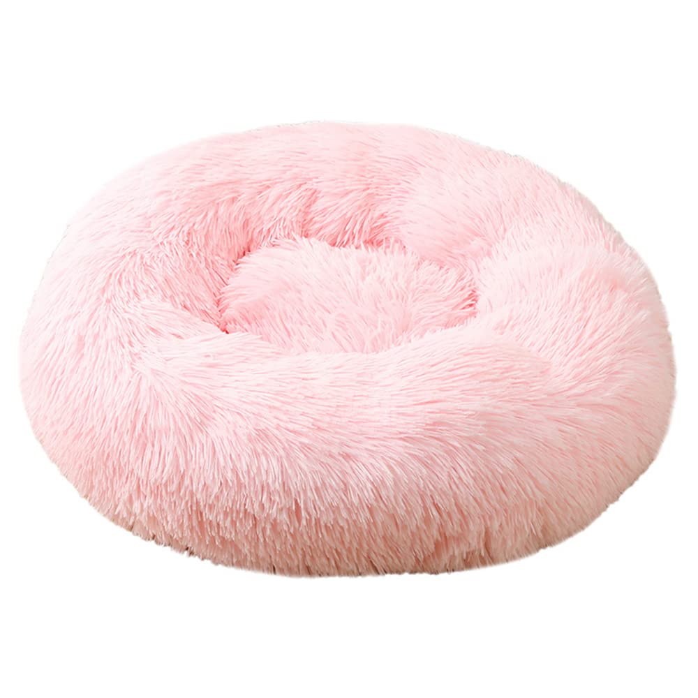 Lukery Dog Cat Donut Bed, Fluffy Plush Puppy Kitten Cuddler Round Bed, Warm and Soft Pet Cosy Anti Anxiety Beds for Small/Medium/Large Dogs (50CM,light pink) โ image 1