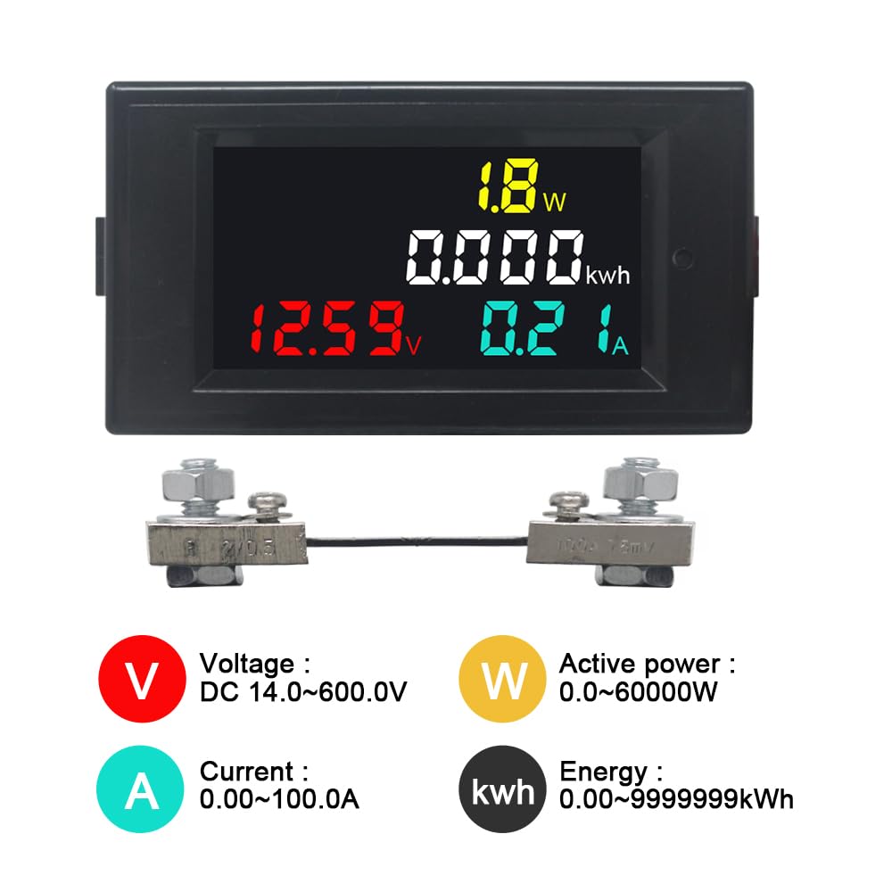 thumbnail: KETOTEK Digitale Energie Meter - Meet Spanning, Stroom, Vermogen & Verbruik (DC 6.5-100V, 20A)
