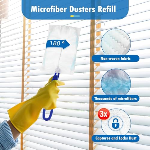 Image of 30 Counts Disposable Duster Refills Bulk Heavy Duty Duster Refills Blue Replacement Heads,Unscented