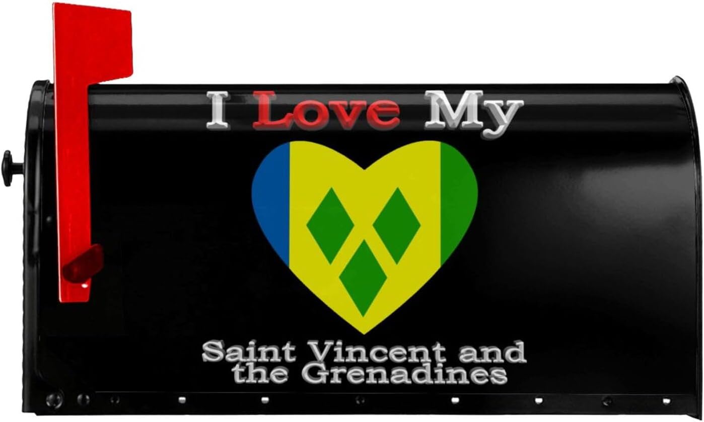 I Love My Flag of Saint Vincent and The Grenadines Heart Magnetic Mailbox Cover 25.5x21 in Home Decor Mailbox Cover