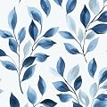 VOLEAAR Boho Floral Peel and Stick Wallpaper – Blue Leaf Design Modern Self-Adhesive Vinyl Contact Paper for Drawer Cabinet Door Bedroom Bathroom Walls Wall Decor in Blue and White 17.5" x 118"