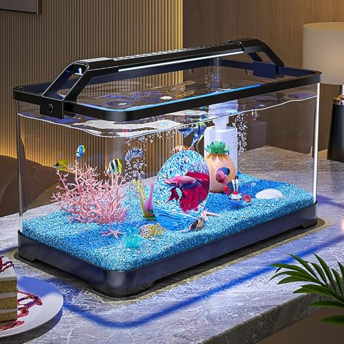 Luz LED para pecera, lupa de acuario, kit de inicio de peces Betta con filtro para nano, pez dorado, caracol y camarón
