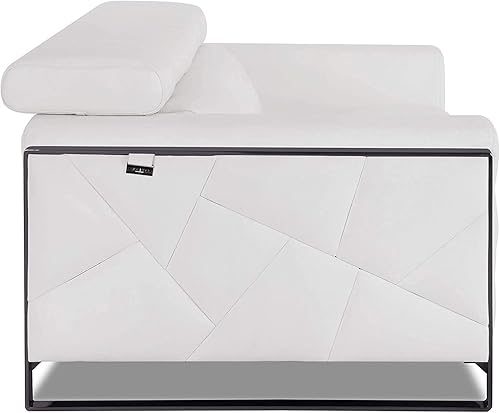 Miniatura 8 de Blackjack Furniture Gianni Mid Century - Sofá biplaza de cuero italiano moderno de mediados de siglo, color blanco