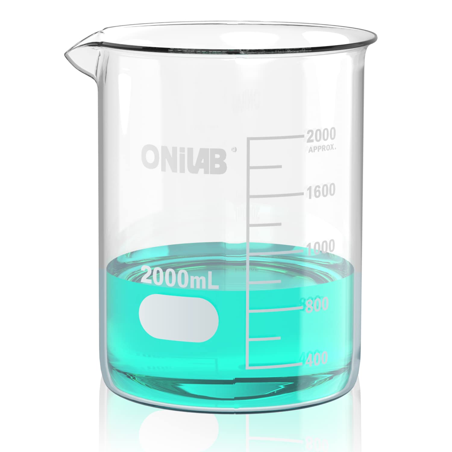 ONiLAB Bicchiere in vetro borosilicato 3.3, 2000 ml