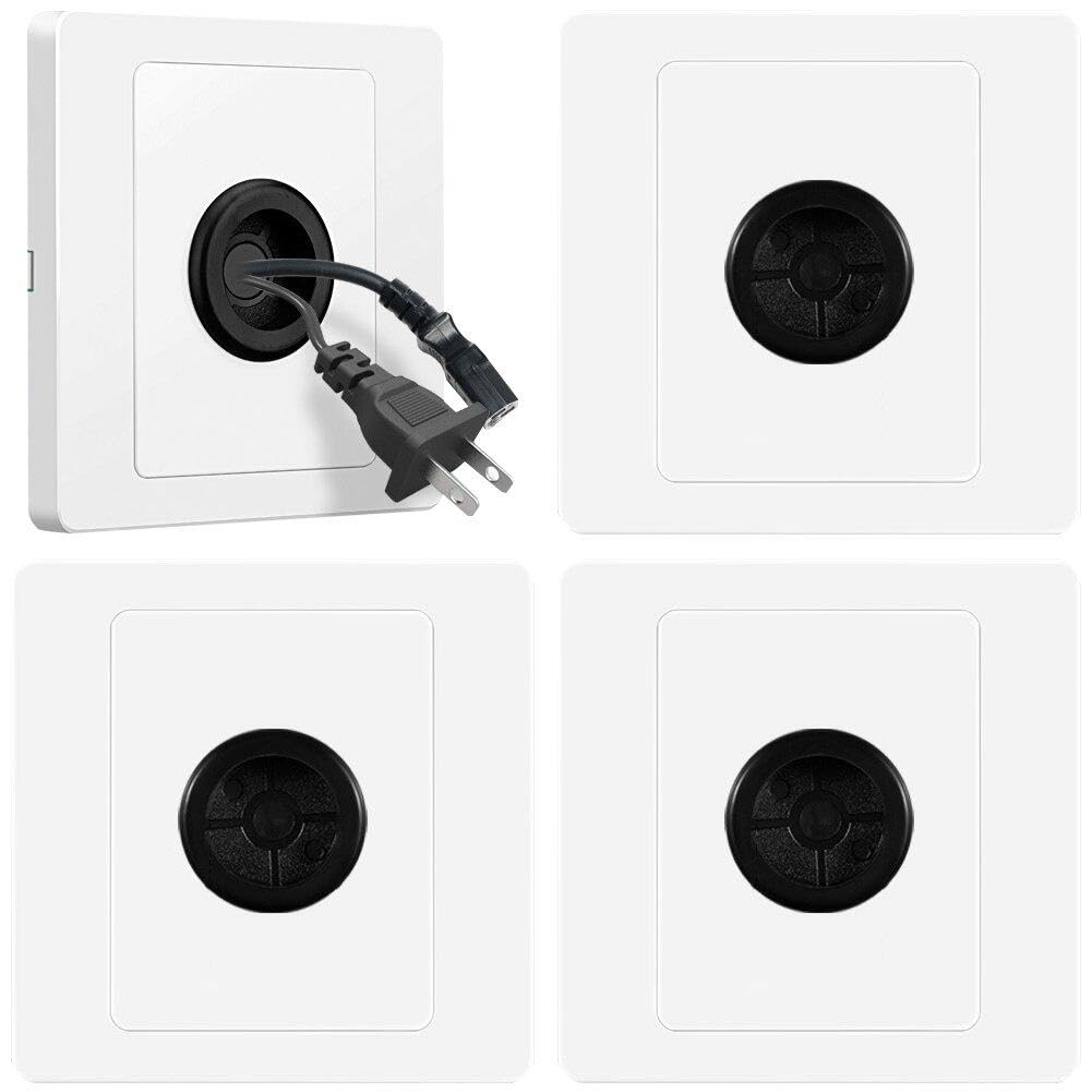SLXLYH Prise De Câble Avec Coussinet En Caoutchouc - Panneau Mural Avec Trou De Sortie - Panneau De Sortie Adhésif Décoratif (4