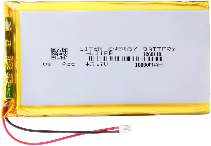 3.7V 1260110 10000mAh Lithium Polymer ion Battery Rechargeable Polymer Battery Pack with JST 2.0mm Connector