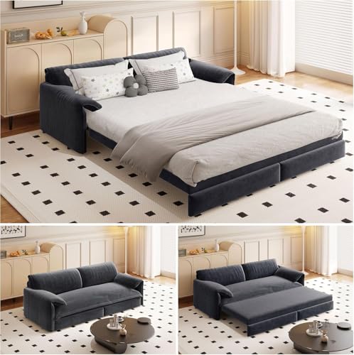 Kolavess 66" Futon Sofa Bed Queen Size, 3-in-1 Convertible Sleeper