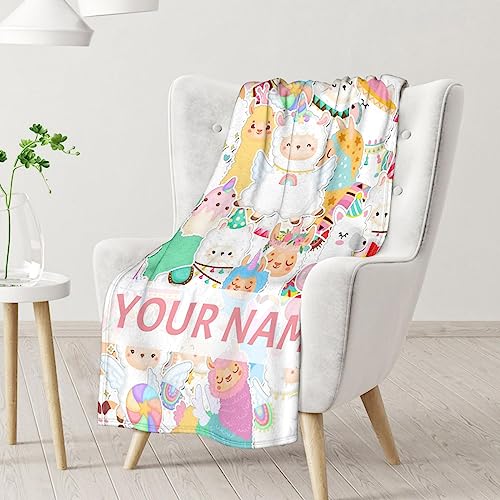 Blanket for Girl - 30x40 Inches Cute Llama Throw Gifts - Personalized Colorful Soft Fuzzy Blankets for Couch & Office