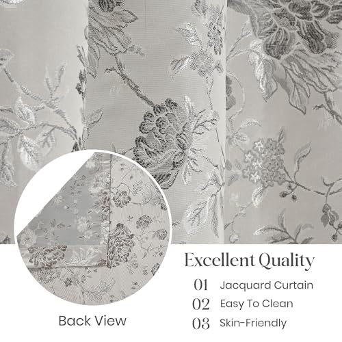 Image of FRESH FROM LOOM Room Darkening Door Curtains 12 Feet Long,Big Window Curtain Premium Polyester Rod Pocket Weaved Parda,Modern Parde for Living Room Bedroom,Home Office Jacquard Screens(Grey,12ft,1pc)