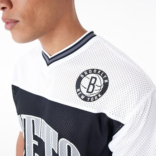 New Era Brooklyn Nets NBA Arch Graphic Mesh - Camiseta de gran tamaño, blanco, S