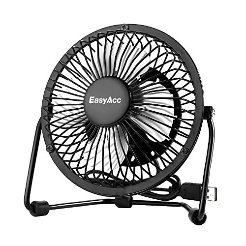 EasyAcc Ventilador USB Ventilador de Mesa para PC Hogar Oficina o Viaje Portátil Metal Silencioso Negro