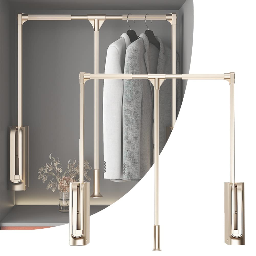 Regulowany aluminiowy wieszak na ubrania z buforem i urządzeniem oszczędzającym pracę 20 kg pojemność wiszący wieszak na ubrania do sypialni szafy