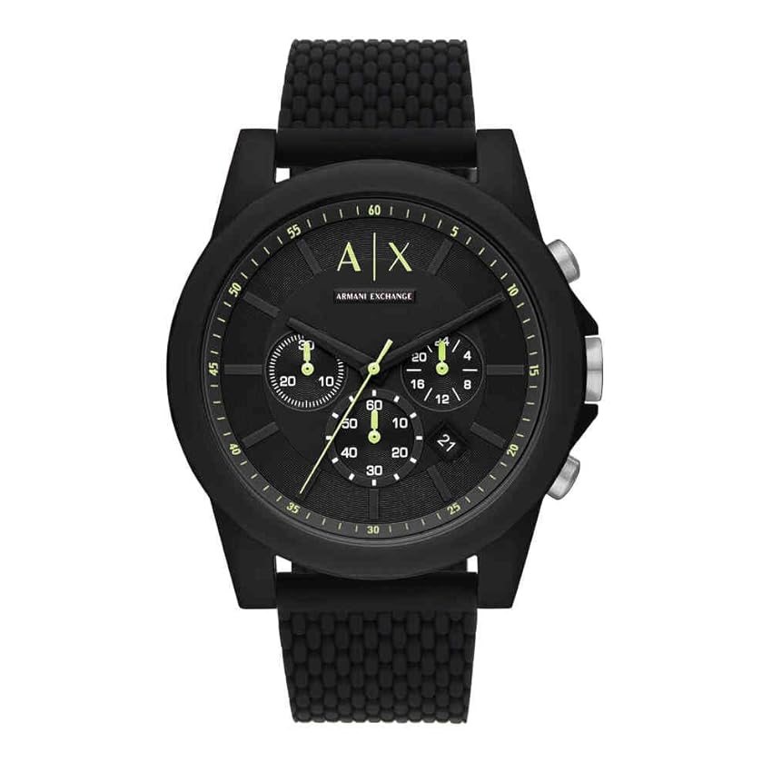 Armani Exchange Orologio per uomo, movimento cronografo al quarzo e cassa da 44 mm con cinturino in silicone