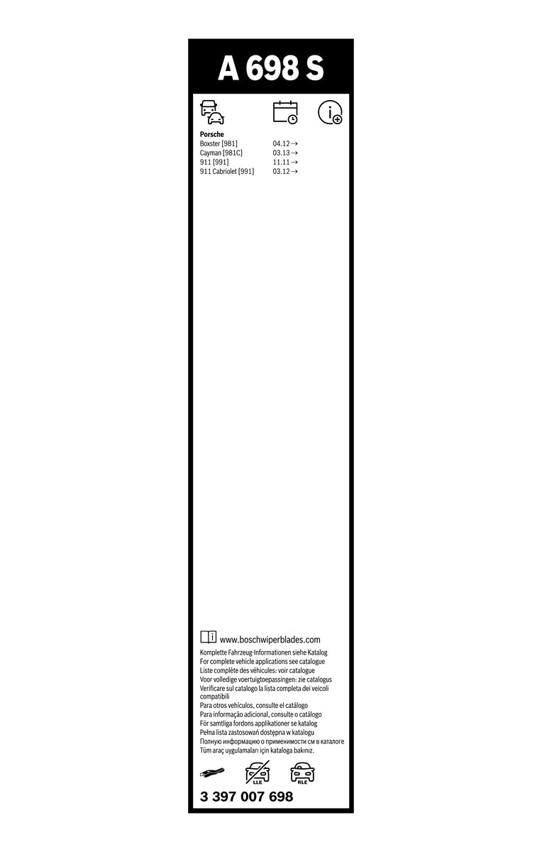 Tergicristalli Bosch Aerotwin A698S, Lunghezza 530mm/575mm, 1 set per